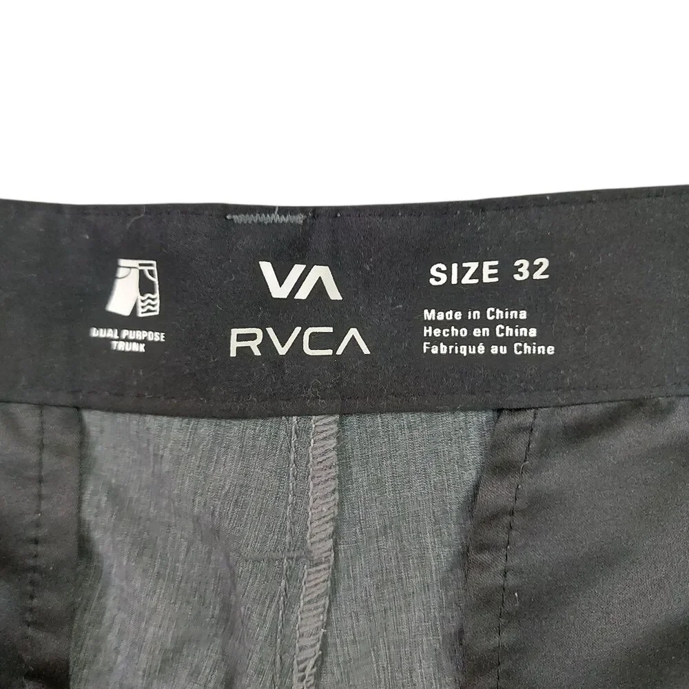 RVCA VA Shorts Mens 32 Gray Hybrid Flat Front Lightweight Stretch Surf Skate